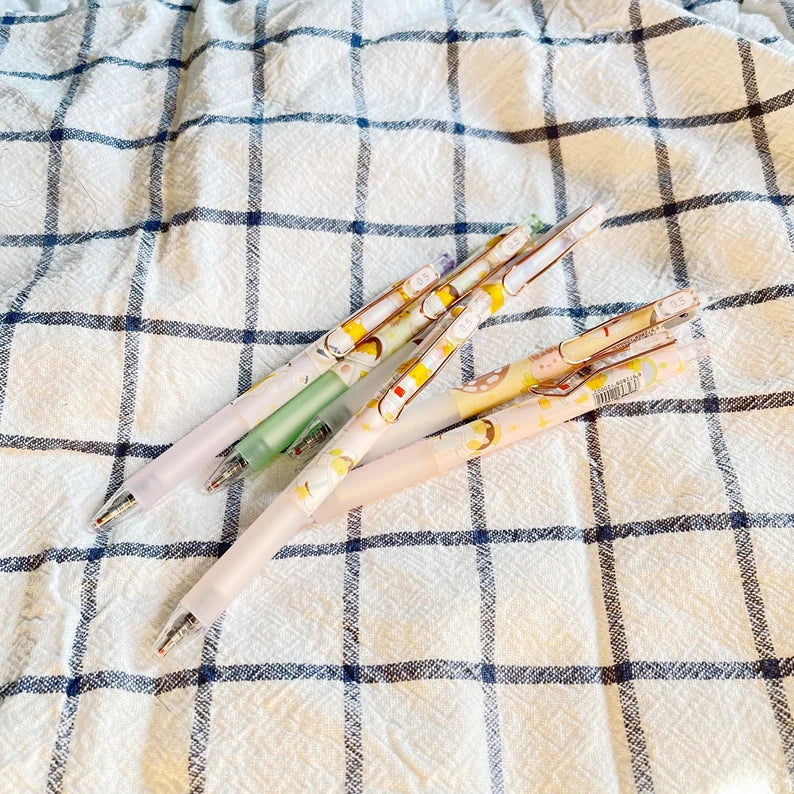 FEILI Set of 6 Rose Gold Clip gel pen set/ Cute Gel Pen 0.5 mm Black Ink