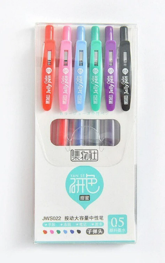 JiWuShe Set of 6 pastel gel pens/ metallic color gel pen set