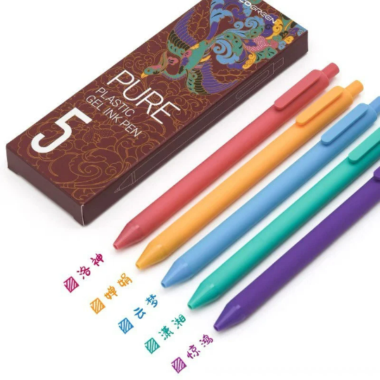 Kaco Pure Set of 5 Color Gel Ink Pens Chinese nostalgic Box