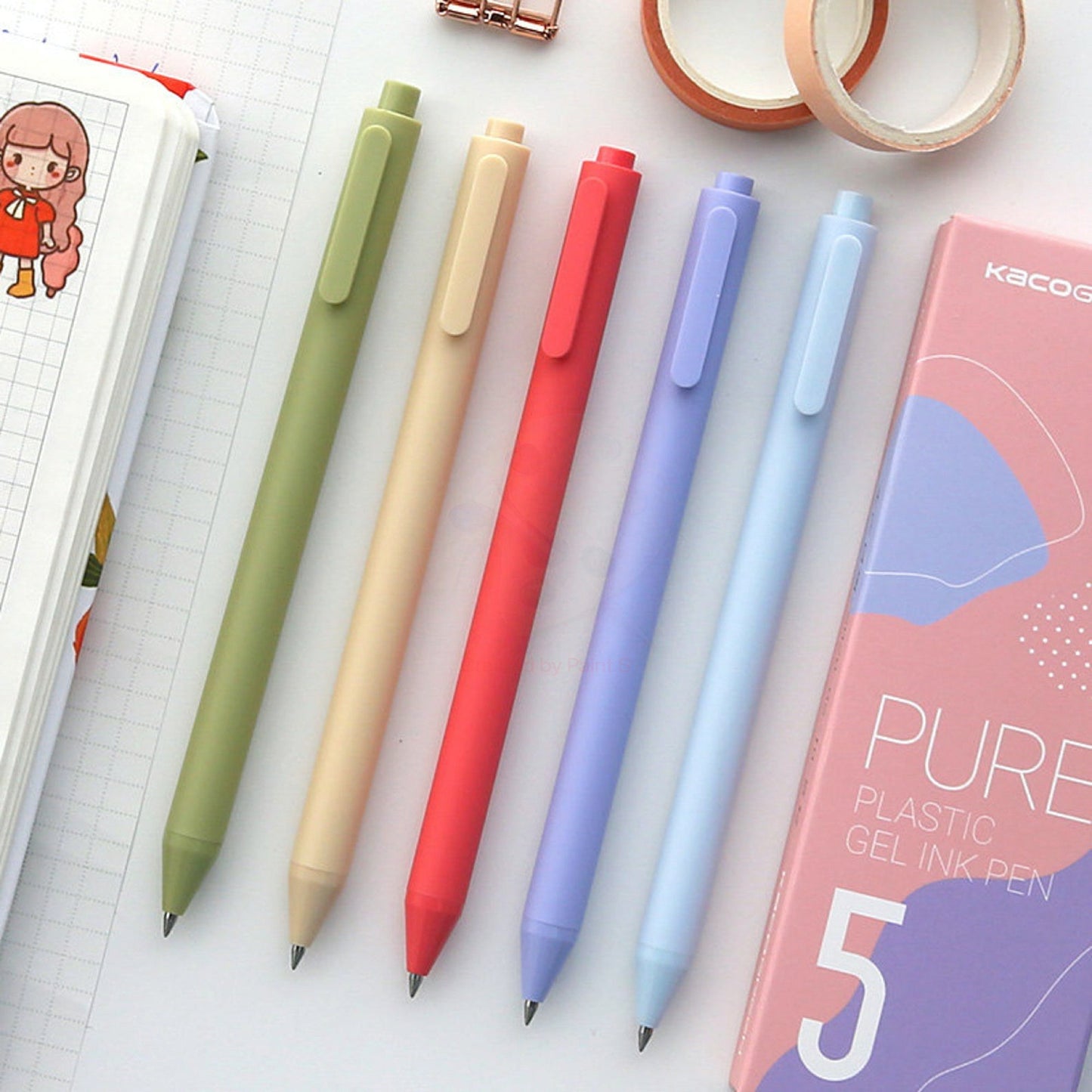 Kaco Pure Set of 5 Color Gel Ink Pens Morandi II