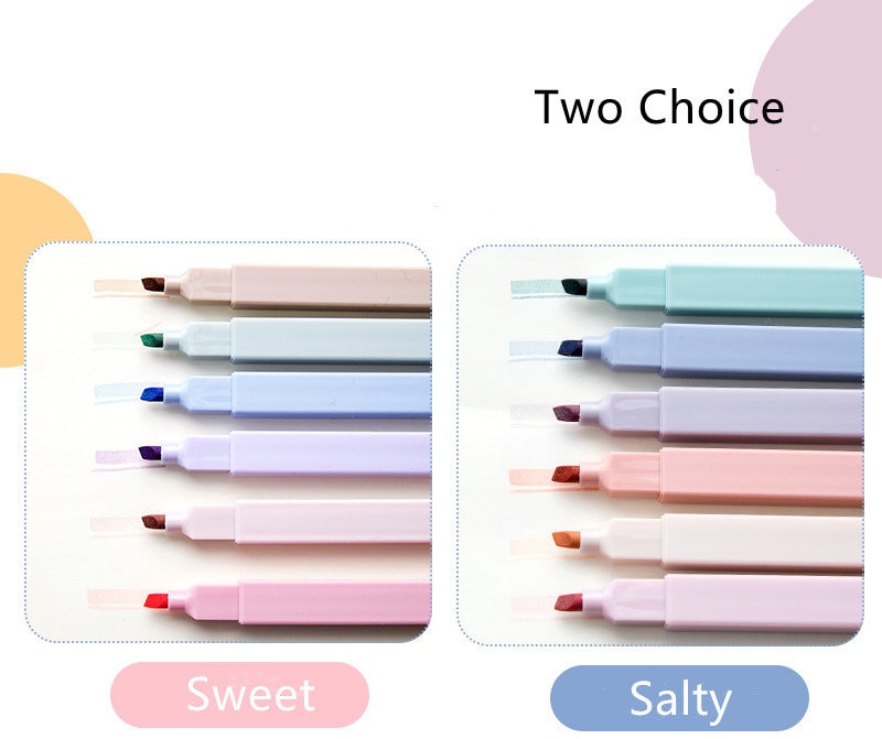 JiWuShe Set of 6 Morandi Color highlighters / Two tones available