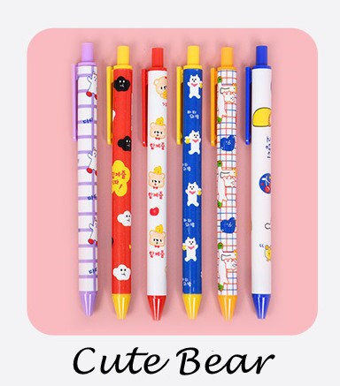 Value Set of 6 Cute Black Gel Pens
