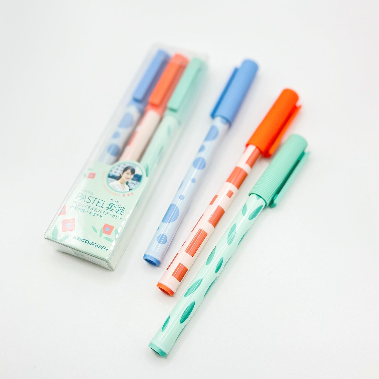 Kaco Jumbo Set of 3 Geometric Pattern Print gel pens (Light Theme)