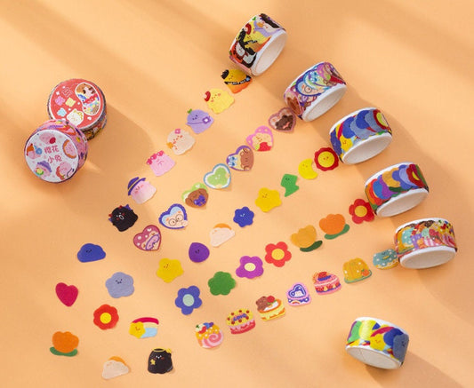 Cute bear & Bunny theme Die Cut Stickers/ Washi Sticker Roll