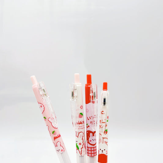 Set of 4 Cute Strawberry Bunny Gel Pen