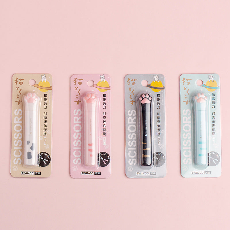 Kawaii Cat Paw Scissors with Protective Case