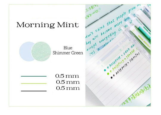 RosyPosy Color Note Gel Pen and highlighter set / Set of 5 Aesthetic colored ink gel pen set, Retractable gel pen set, ST nib gel pen