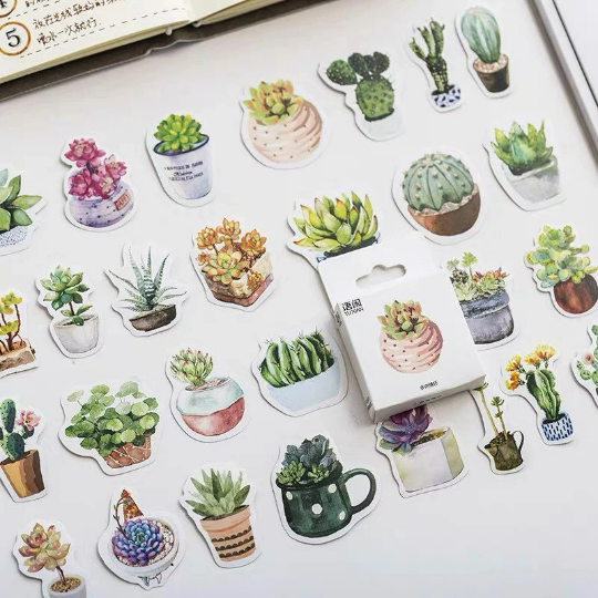 [Free Shipping] YuXian Pack of 50 succulent plants/indoor plants Decorative Stationery Stickers Journaling Scrapbooking Sticker