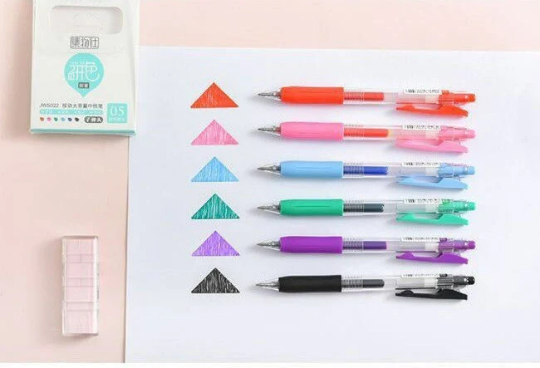 JiWuShe Set of 6 pastel gel pens/ metallic color gel pen set