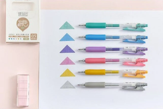 JiWuShe Set of 6 pastel gel pens/ metallic color gel pen set