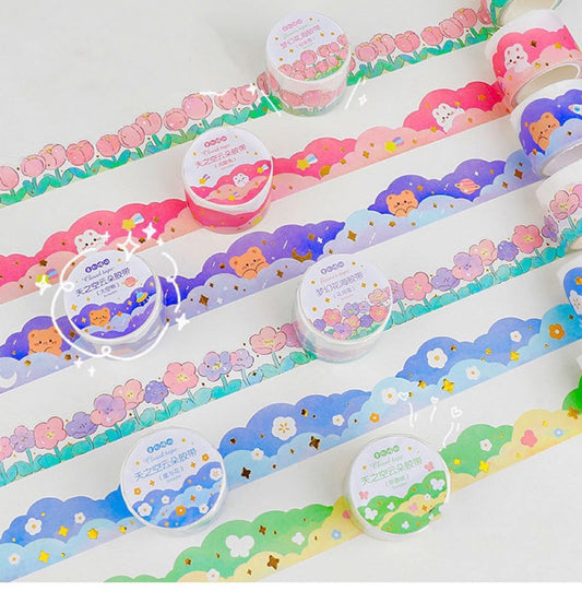 Kawaii floral cloud ocean rainbow lacework crafts washi tape