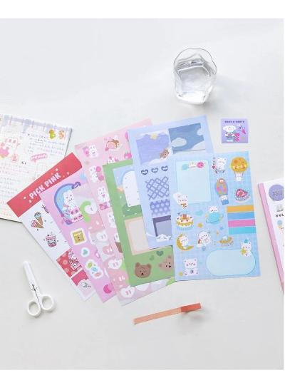 ROSYPOSY B5 VOL.3/ 20 Pages Cute Bunny Bear Sticker Book/ Cute Art Collage stickers