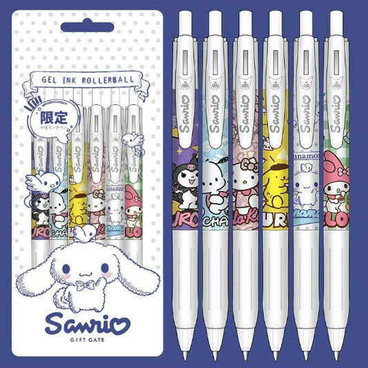 Set of 6 Sanrio character gel pen set/ 0.5 mm Black ink