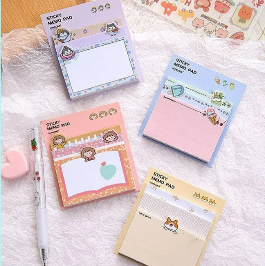 DUMEI Multi-Size 90 pages memo pads/ ice-cream, shiva, penguin, study girl memo pads