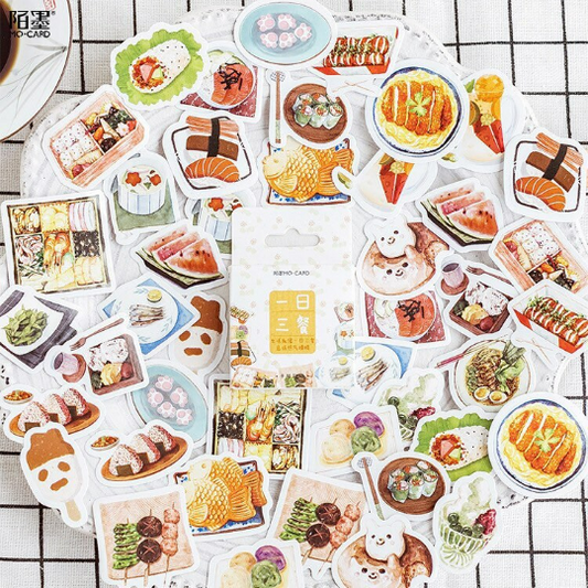 [Free Shipping] MOMO Pack of 46 Asian Food Decorative Stationery Stickers Journaling Sticker