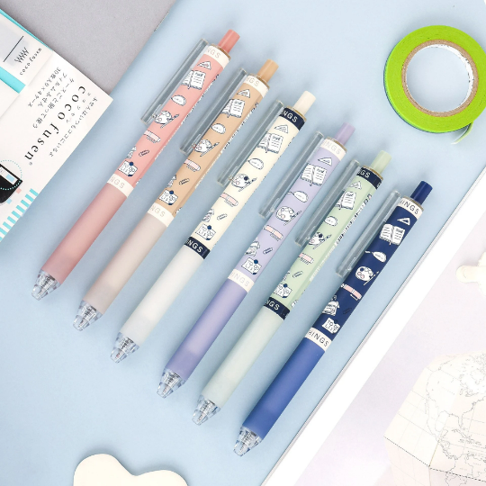 JiWuShe S2 Set of 6 Stationery doodle theme Aesthetic gel pen set