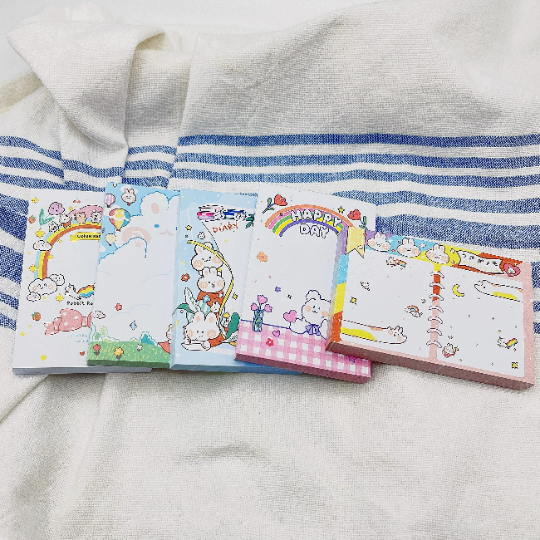 Set of 5 doodle bunny memo pad set 500 pages mini memo pads/ note pads