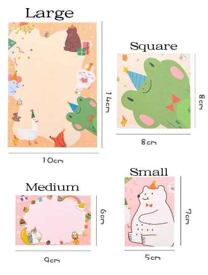 Multi-size Cartoon Animal 50/90 pages memo pads/ note pads