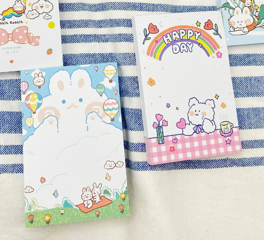 Set of 5 doodle bunny memo pad set 500 pages mini memo pads/ note pads