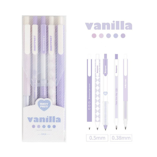Rosyposy Color Note Gel Pen and Highlighter Set / Set of 5 Aesthetic Colored  Ink Gel Pen Set, Retractable Gel Pen Set, ST Nib Gel Pen 