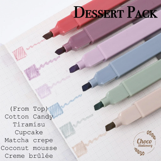 JiWuShe Floral/ Dessert fragrance highlighters /Marker Pens set of 6, Retro Shade Markers, School Supplies, Scented Markers, Cute Stationery