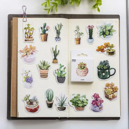 [Free Shipping] YuXian Pack of 50 succulent plants/indoor plants Decorative Stationery Stickers Journaling Scrapbooking Sticker