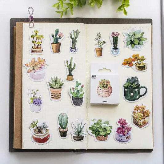 [Free Shipping] YuXian Pack of 50 succulent plants/indoor plants Decorative Stationery Stickers Journaling Scrapbooking Sticker