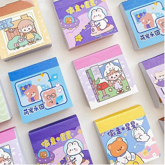 Set of 4 mini sticker booklets/ cartoon space bear Kawaii journal decor stickers