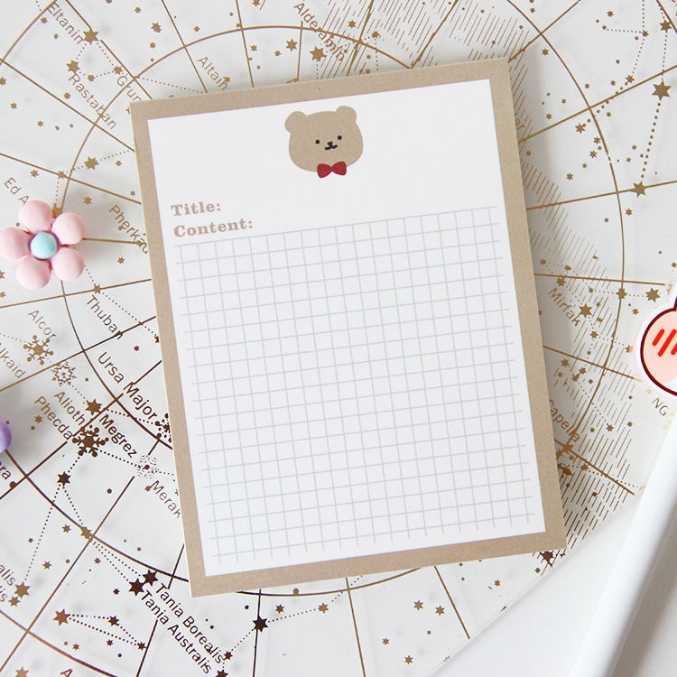Cartoon Bear Notes Sticky Notes 30 Sheets Mini Memo Pad Cute Notepad For Planner Refrigerator Calendar~p155314773
