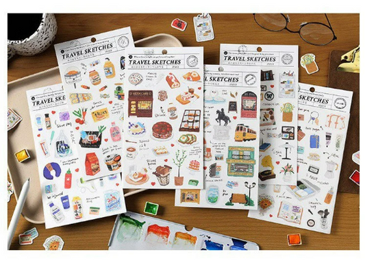 [Free Shipping] IFM Travel sketches Travel trinkets sticker/ stationery sticker/ daily Necessities sketches sticker