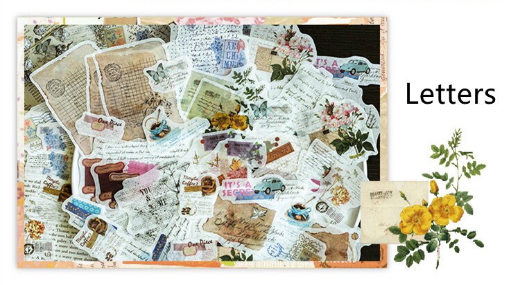 [Free Shipping] 60/75 PCS Retro Junk Journal Ephemera Washi Stickers