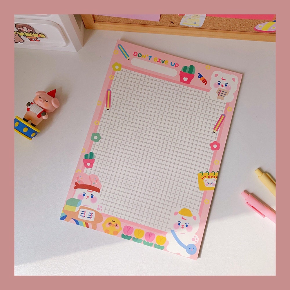 Korean Style Cute Cream Bear B5 Gird Notepad 30 Pages