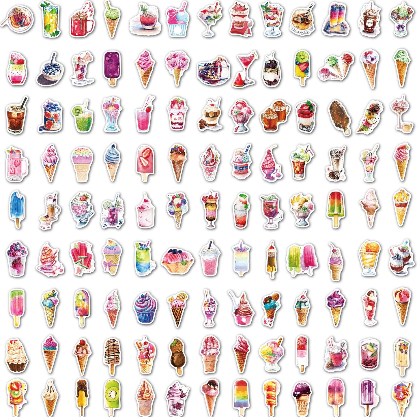 [Free Shipping] PVC Ice-Cream/ Dessert Stickers  25/ 50 PCS Reusable Waterproof