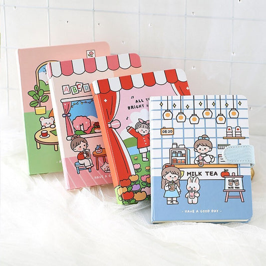 Cute A6 Hardcover Magnetic Snap Notebook