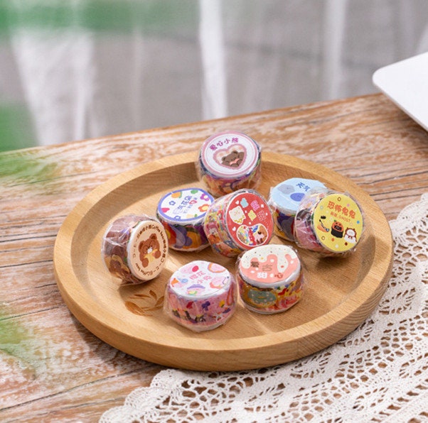 Cute bear & Bunny theme Die Cut Stickers/ Washi Sticker Roll