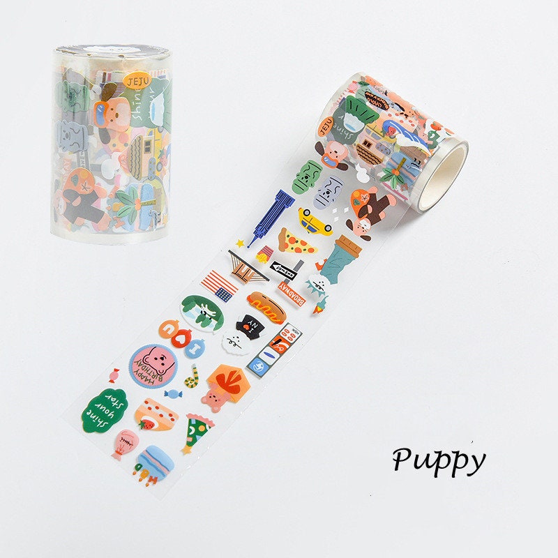 Korean Style Cute PVC Journaling Stickers Bear/ Shiba/ Corgi/ Shopping/Gourmet