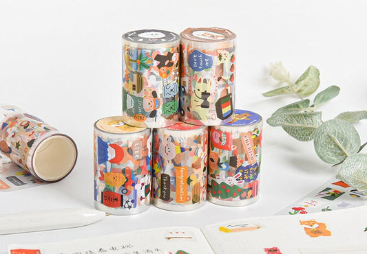 Korean Style Cute PVC Journaling Stickers Bear/ Shiba/ Corgi/ Shopping/Gourmet