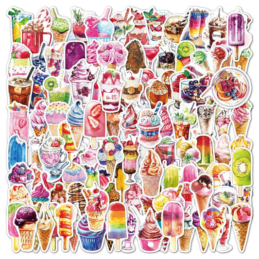 [Free Shipping] PVC Ice-Cream/ Dessert Stickers  25/ 50 PCS Reusable Waterproof