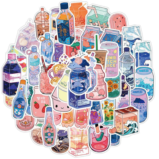 [Free Shipping] PVC Cute Beverages Stickers 25/50 PCS