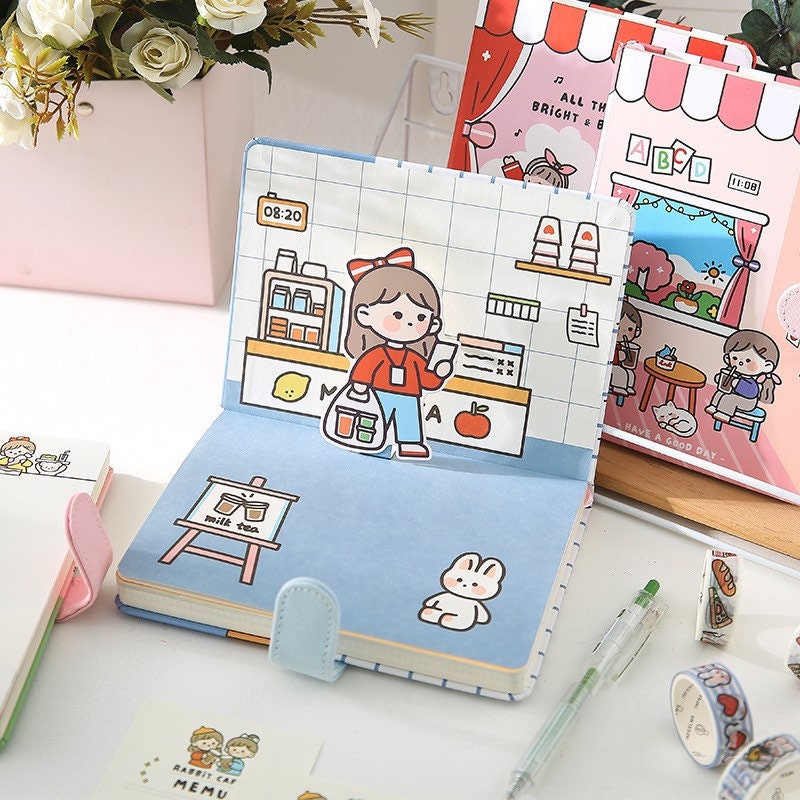 Cute A6 Hardcover Magnetic Snap Notebook