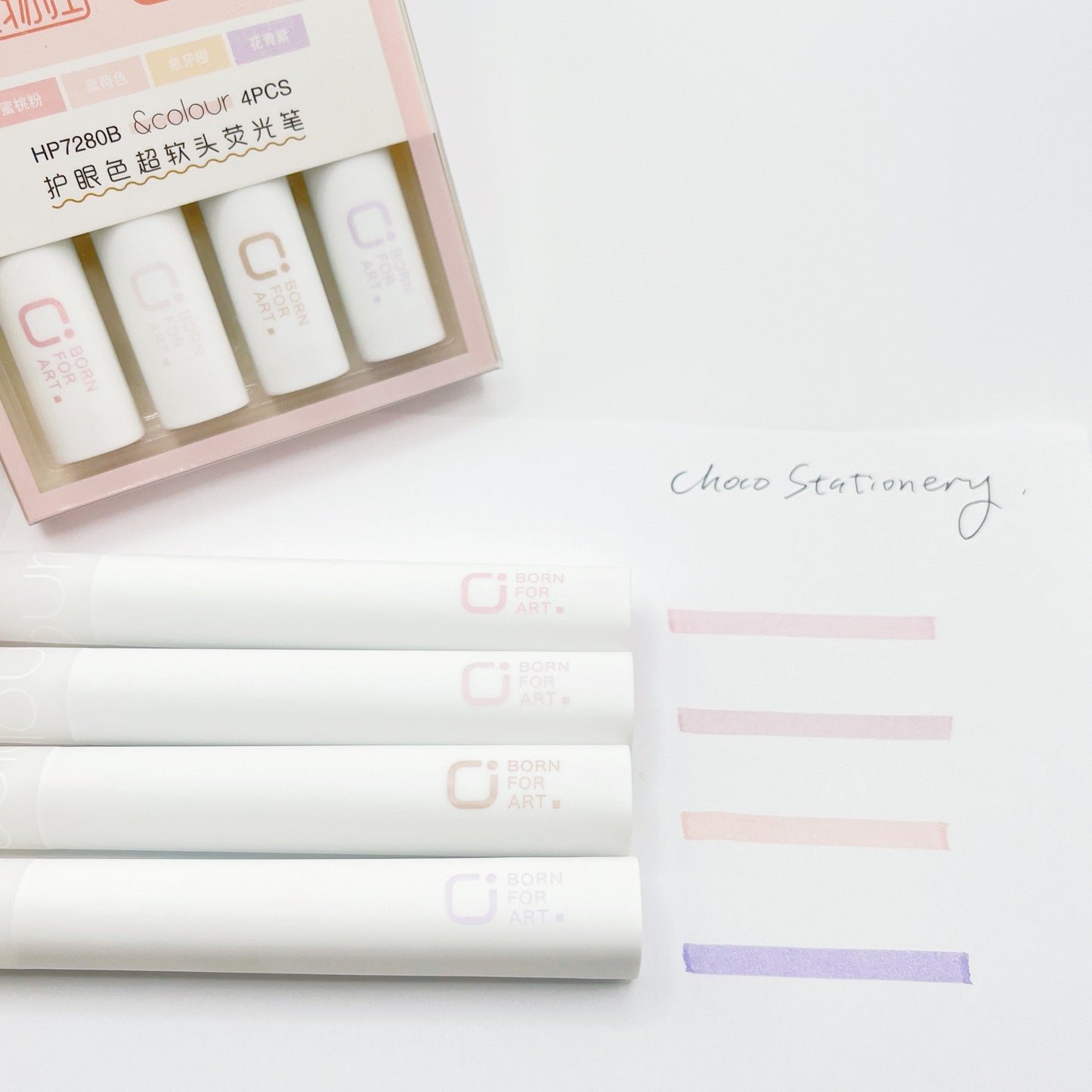 Jiwushe Set of 4 Soft Tip Pastel Morandi Highlighters