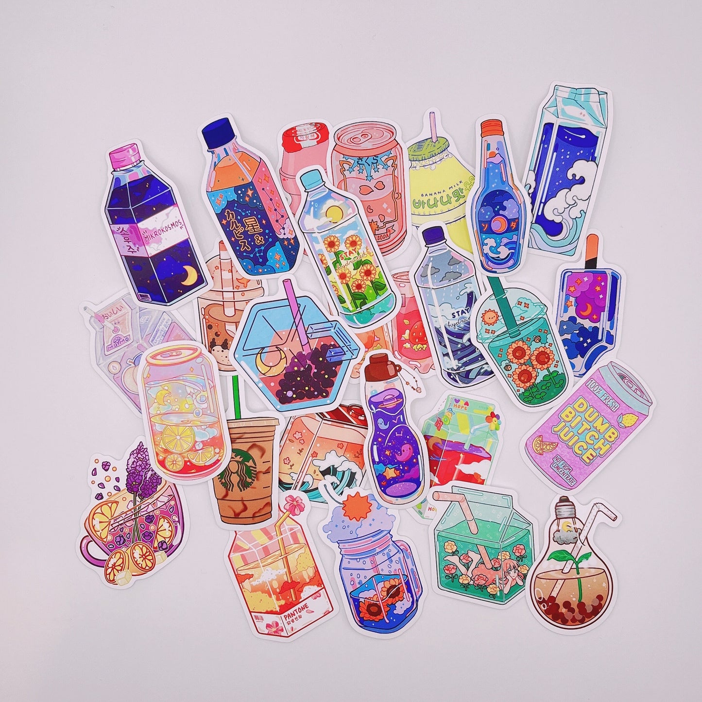 [Free Shipping] PVC Cute Beverages Stickers 25/50 PCS