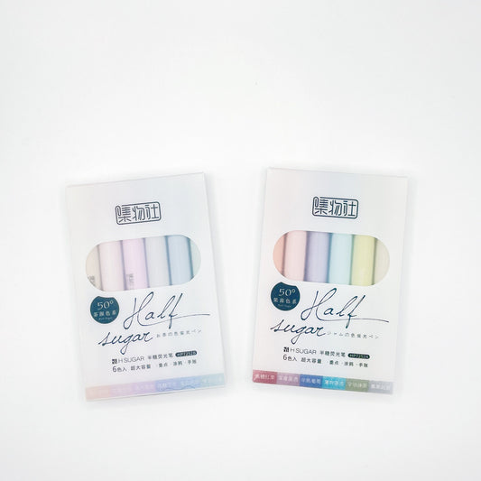 JiWuShe Set of 6 Half Sugar Pastel Highlighters/ Pastel Marker