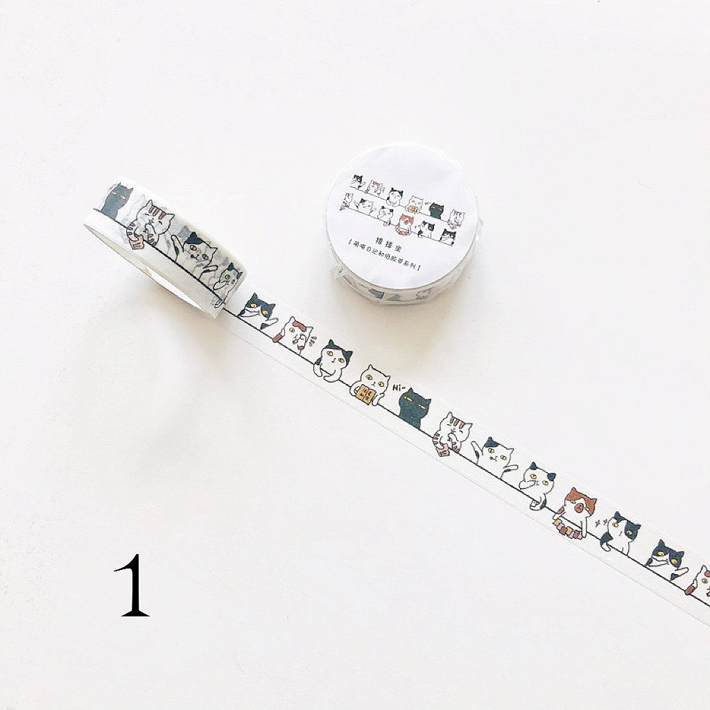 Illustration minimalisms cat washi tapes Kawaii cat paw washi tapes