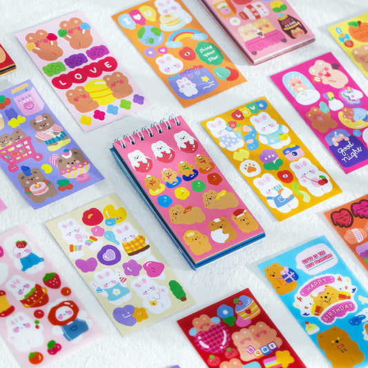 [Free Shipping] Sample YuXian Cute Kawaii sticker sheets, cute bunny, bear stickers