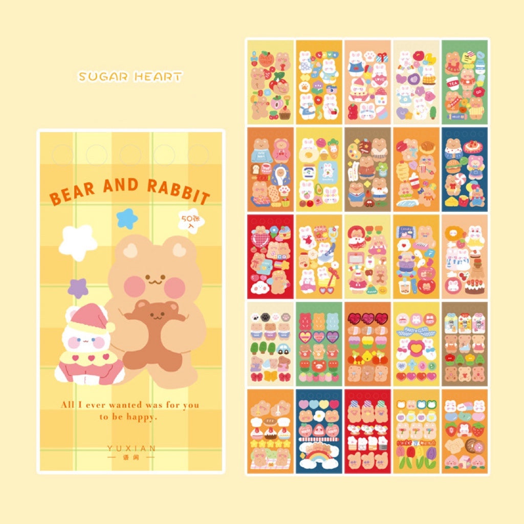 [Free Shipping] Sample YuXian Cute Kawaii sticker sheets, cute bunny, bear stickers