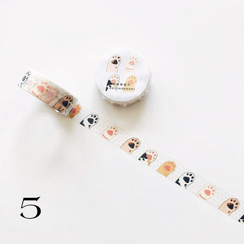 Illustration minimalisms cat washi tapes Kawaii cat paw washi tapes