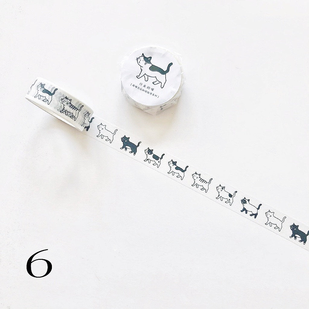 Illustration minimalisms cat washi tapes Kawaii cat paw washi tapes