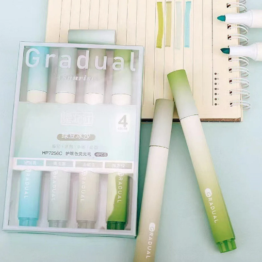 JiWuShe Gradual Set of 4 Soft Tip Pastel Morandi Highlighters